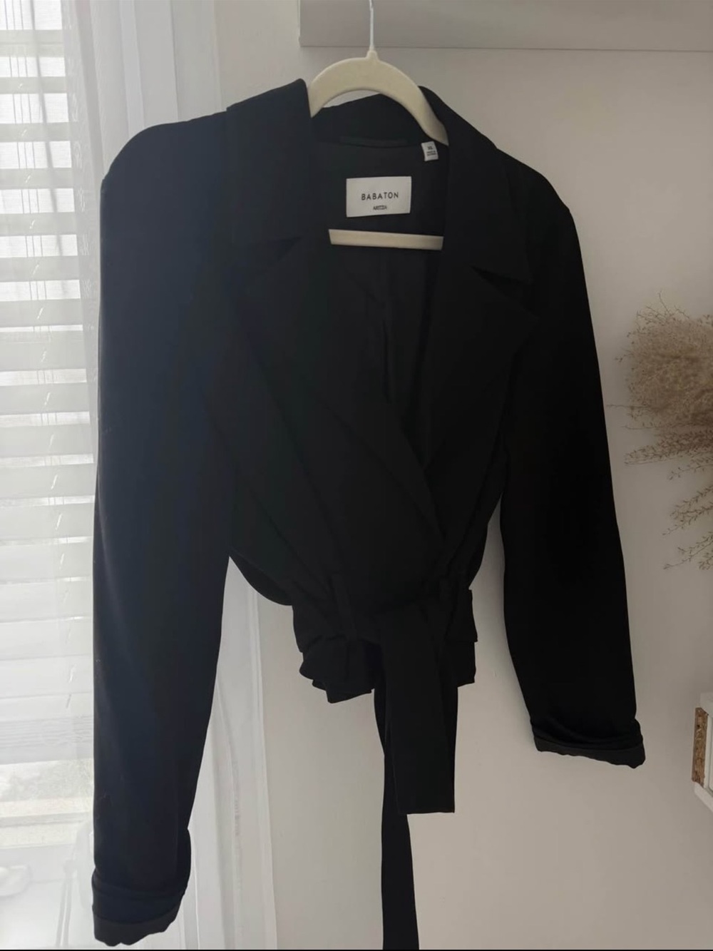 Babaton Black Wrap Tie Blazer